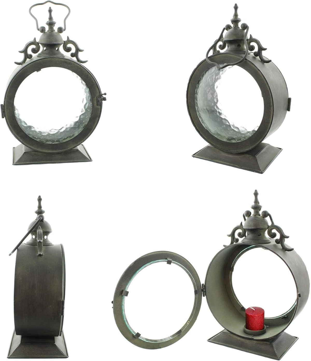 Metal Round Hanging Candle Lantern with Glass Insert N15622