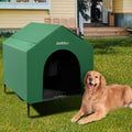 42" Outdoor Dog House with Weatherproof 600D PVC Canopy, Elevated Dog Bed A6835