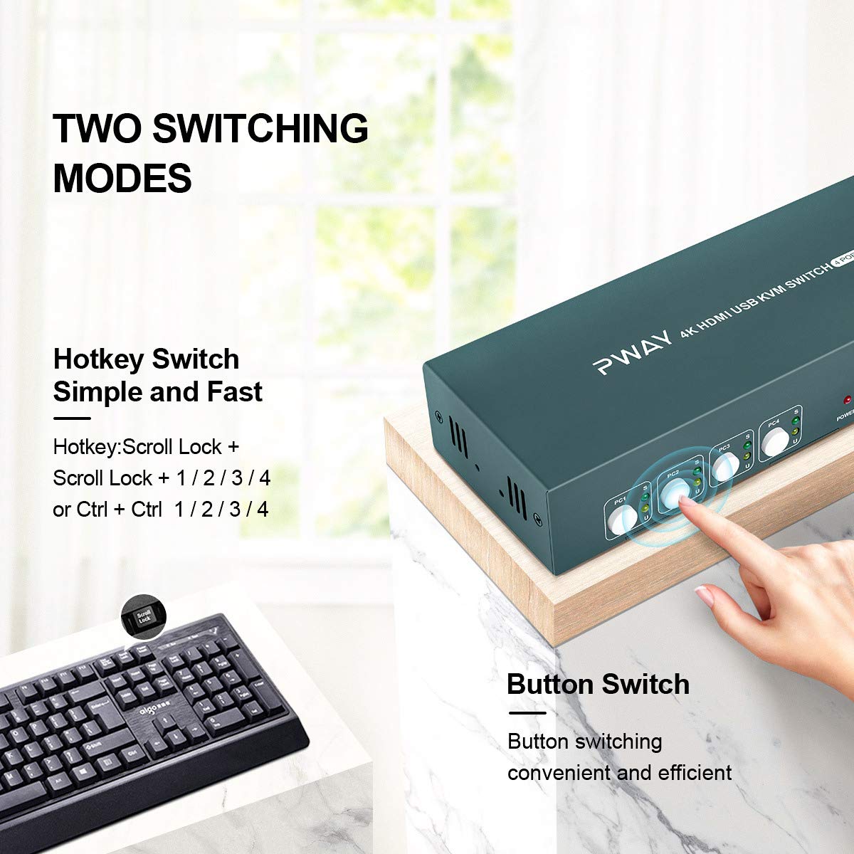 HDMI KVM Switch Dual Monitor 4 Port 4K@30Hz M859718