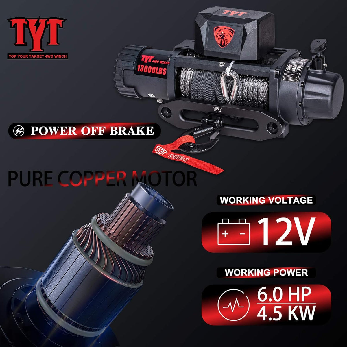 13000 lb. Waterproof Electric Winch with Synthetic Rope A929