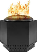 23.5 Inch Smokeless Wood Burning Outdoor Fire Pit with Stand, Spark Screen, & Waterproof Cover, Black K18185