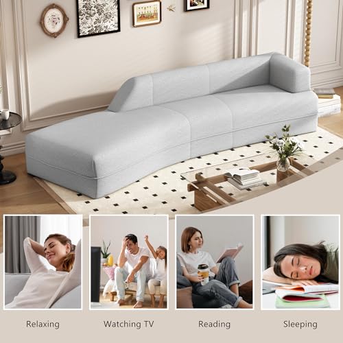 Grey Curved Chaise Lounge Sofa P20403