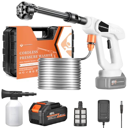 Cordless Battery Powered Pressure Washer with Foam Cannon and 6-in-1 Nozzle O77458