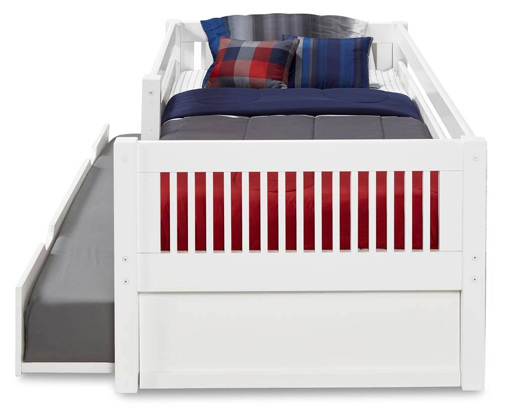 Day Bed with Front Guard Rail & Twin Trundle White Finish N703