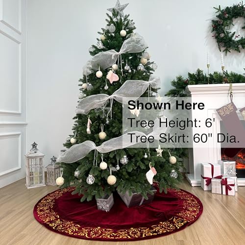 Burgundy Velvet Christmas Tree Skirt H48571