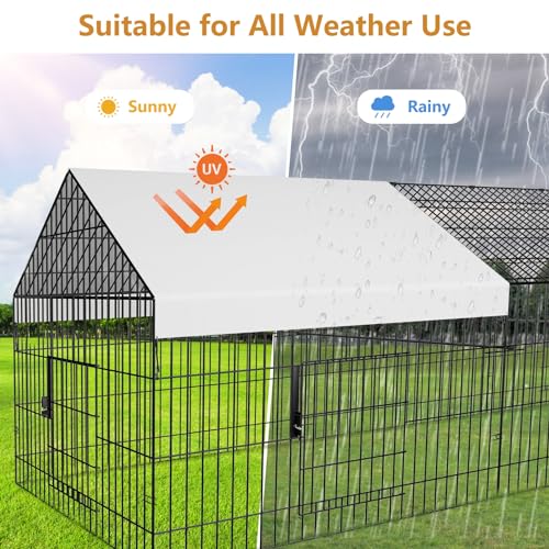 Metal Chicken Coop 87"×40" with Cover Chicken Run Pen Large Portable Chicken Playpen Enclosure H9754