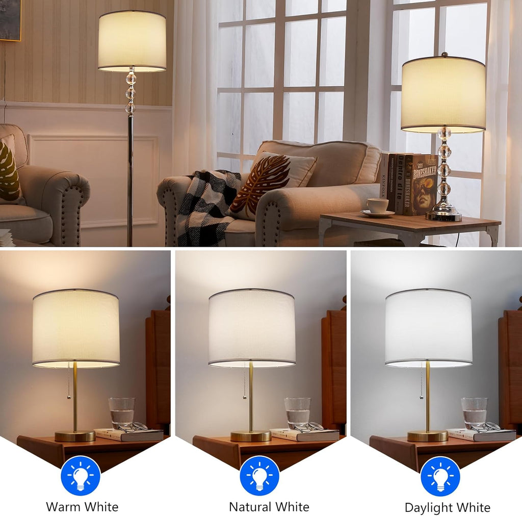 Set of 2 White Fabric Drum Lamp Shades, 12" x 12" x 8" P824
