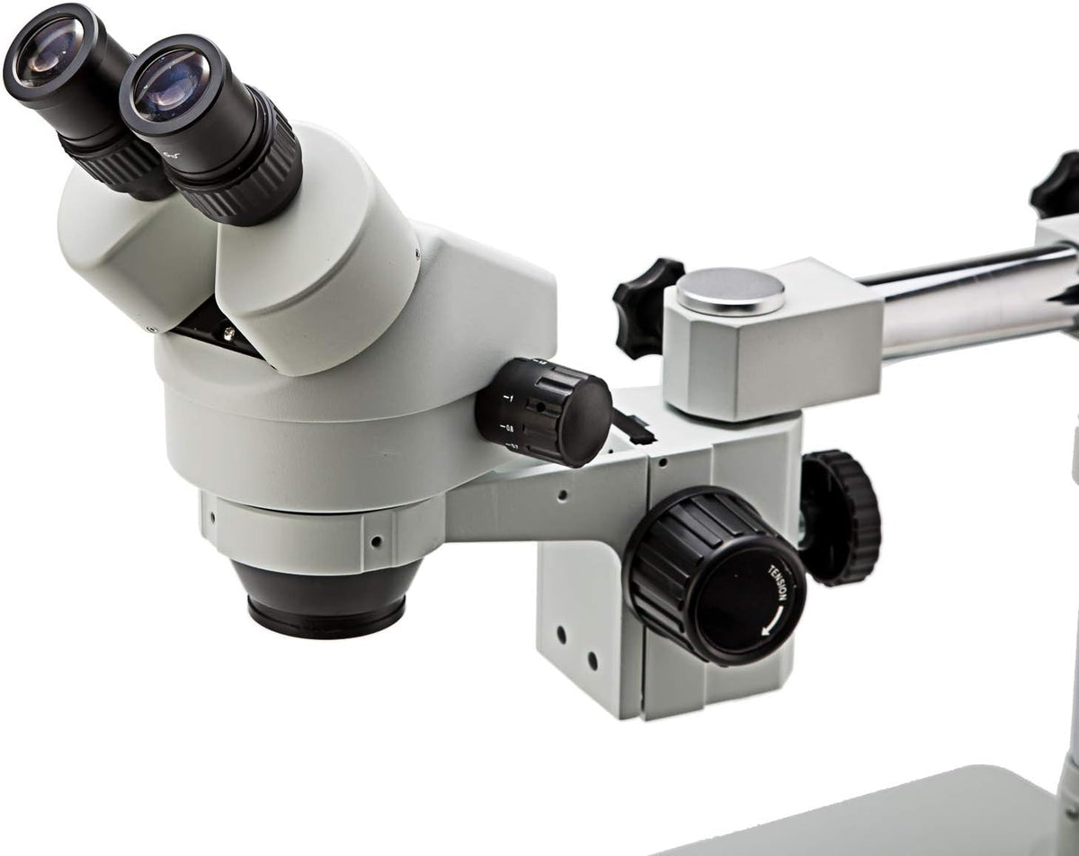 Professional Binocular Stereo Zoom Microscope, WF10X Eyepieces, 3.5X-90X Magnification, LED Ring Light, Boom Stand F1330