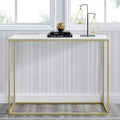 42-Inch Metal Entry Table White Faux Marble Gold Q7847