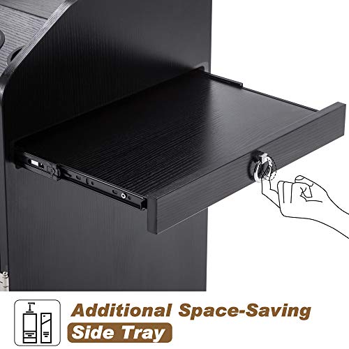 Black Beauty Salon Trolley Storage Cart with Lockable Rolling Wheels L10541