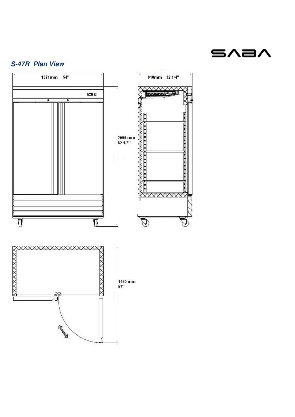 47 cu ft Solid Stainless Steel Reach-In Refrigerator (2 Door) G207