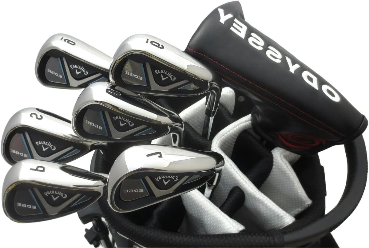 Complete Golf Set Driver Wood Hybrid Irons Putter Right Handed Regular Flex Black White Blue U78725