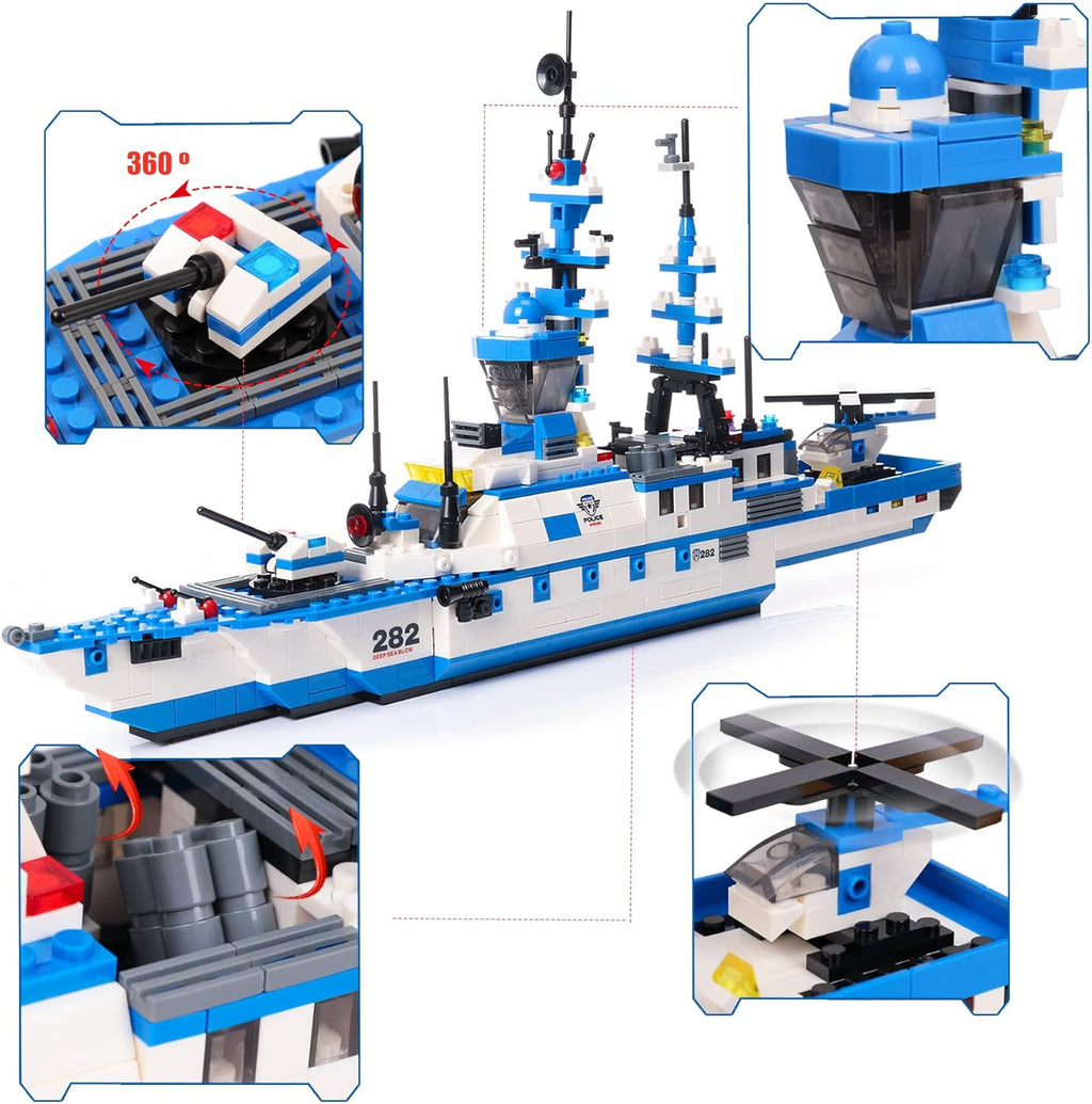 1169 Pieces 6 in 1 City Police Building Blocks Kit with Storage Box K822