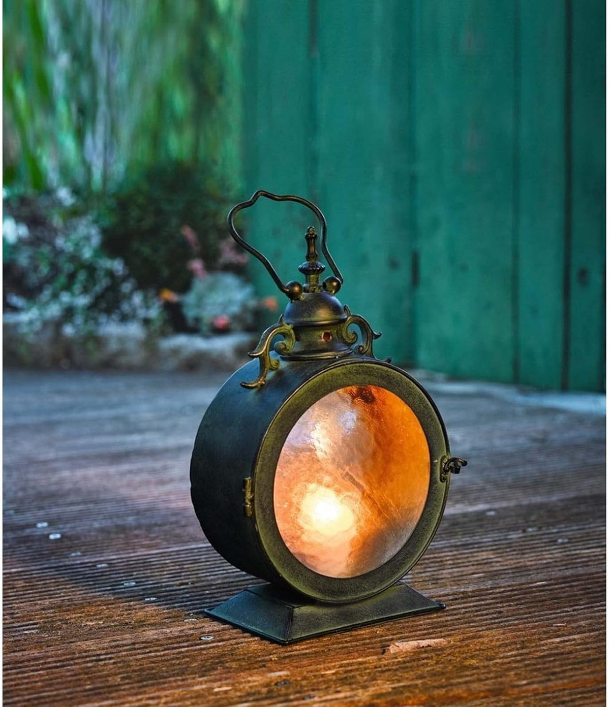 Metal Round Hanging Candle Lantern with Glass Insert N15622