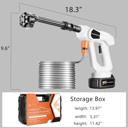 Cordless Battery Powered Pressure Washer with Foam Cannon and 6-in-1 Nozzle O77458