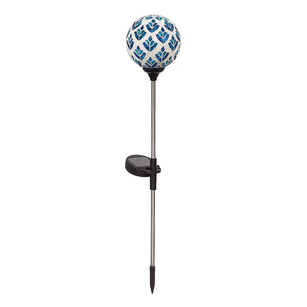 22"H Solar Mosaic Globe Garden Stakes, Peacork Blue R697858