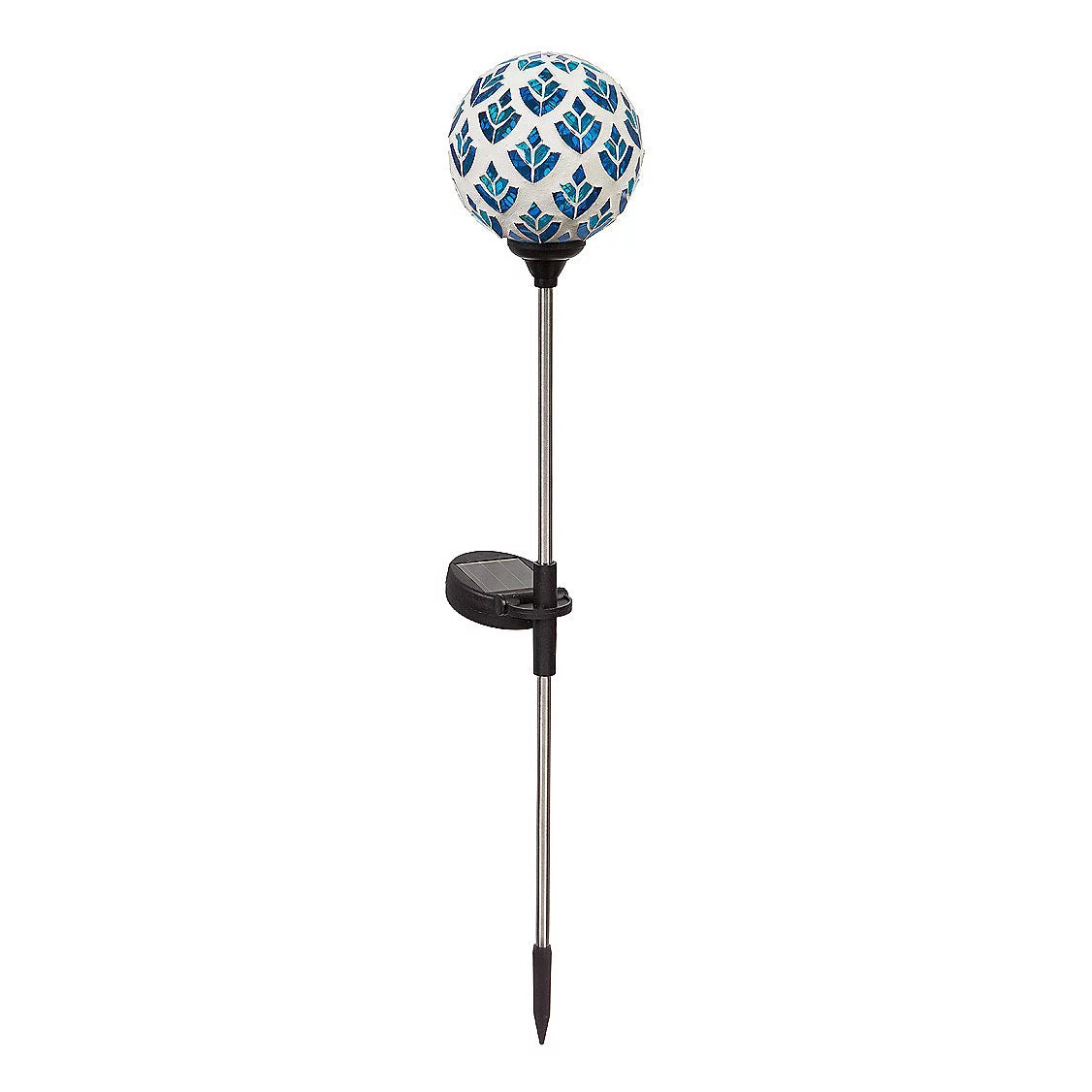 22"H Solar Mosaic Globe Garden Stakes, Peacork Blue R697858