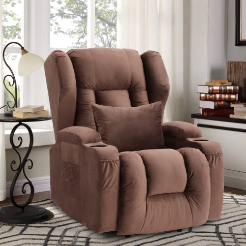 Velvet Electric Lift Recliner Chair with Massage and Heat, USB Ports, 2 Cup Holders U50793