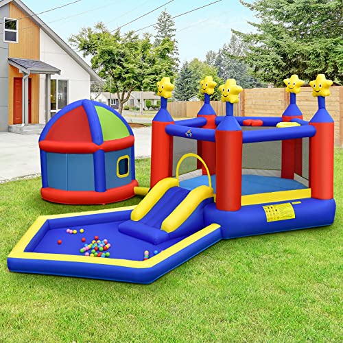 Inflatable Bounce House with Basketball Hoops and Ball Pit Pool R24032