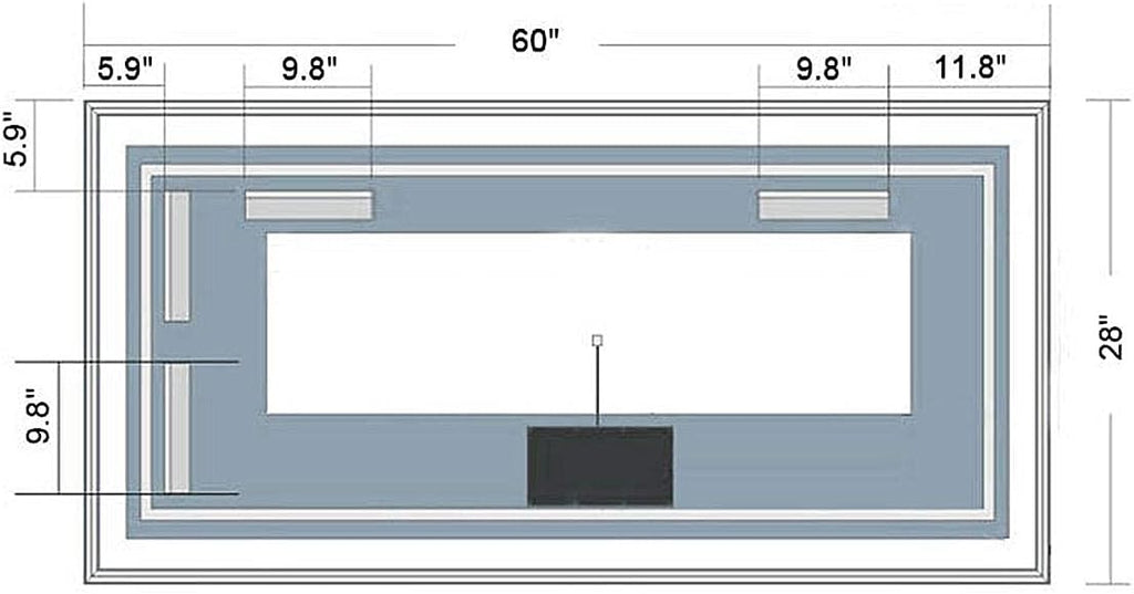 60x28 in Dimmable Antifog LED Bathroom Mirror B282