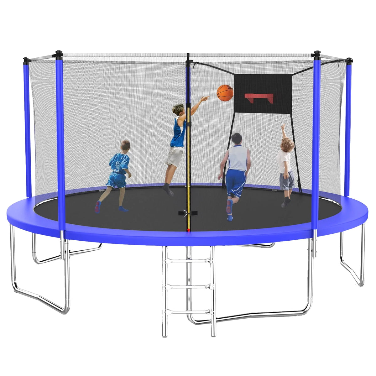 14 Feet Trampoline with Enclosure, Basketball Hoop and Ladder I4179