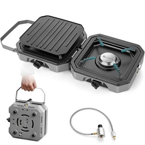 2 Burner Propane Camping Stove with Griddle & Grates Q971