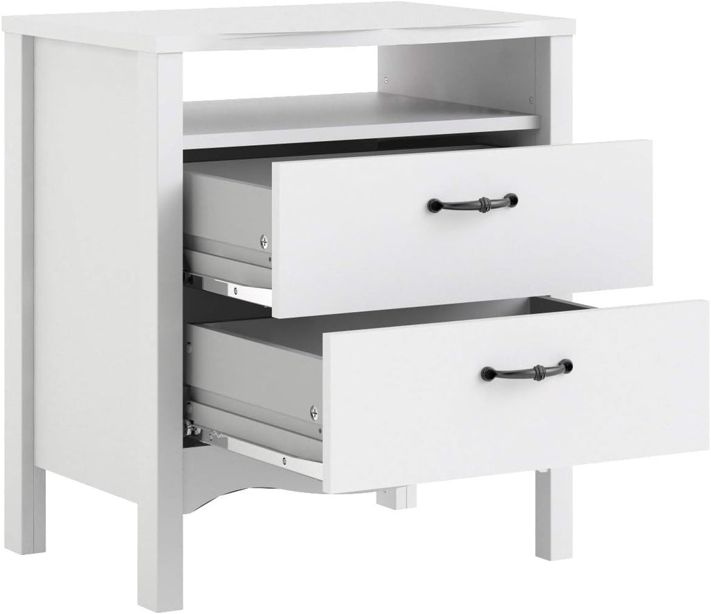 White 2 Drawer Nightstand T699