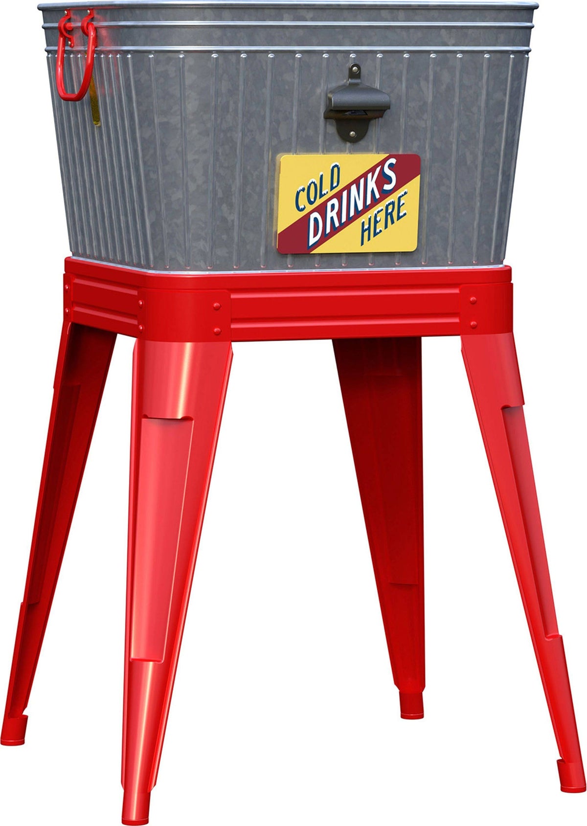 Rustic Washtub Beverage Stand with Bottle Opener V561591