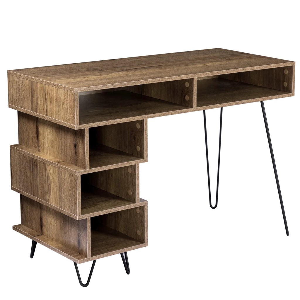 Brown Computer Desk with V-Shaped Iron Leg S86609