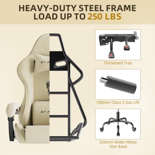 Green Velvet Ergonomic Gaming Chair with Footrest and Massage Lumbar Cushion V619171