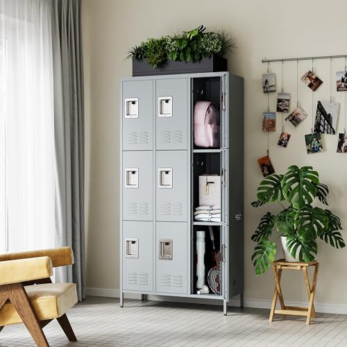 3 Door Metal Storage Locker with Shelves and Lock T6925