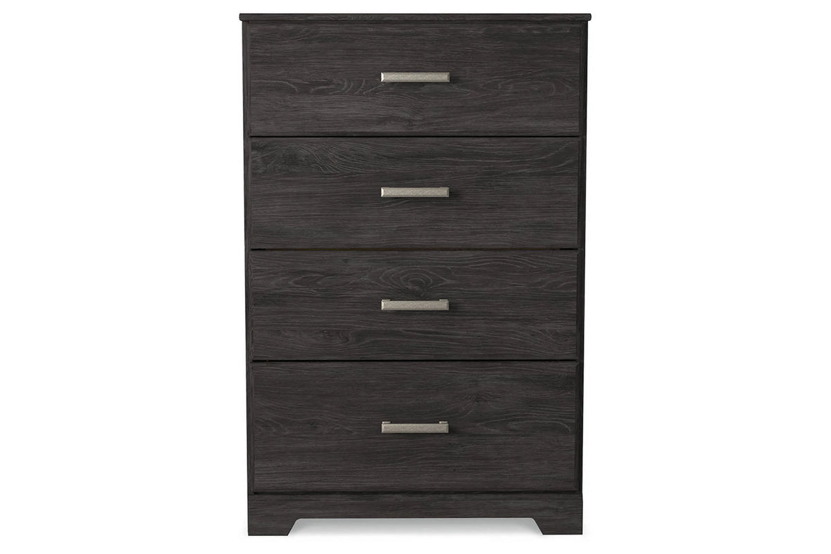 Black Four Drawer Engineered Wood Chest O413373