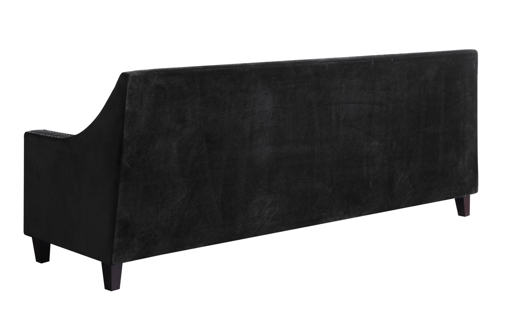 Espresso Finished Wood Legs Velvet Upholstered Swoop Arm Sofa X85724