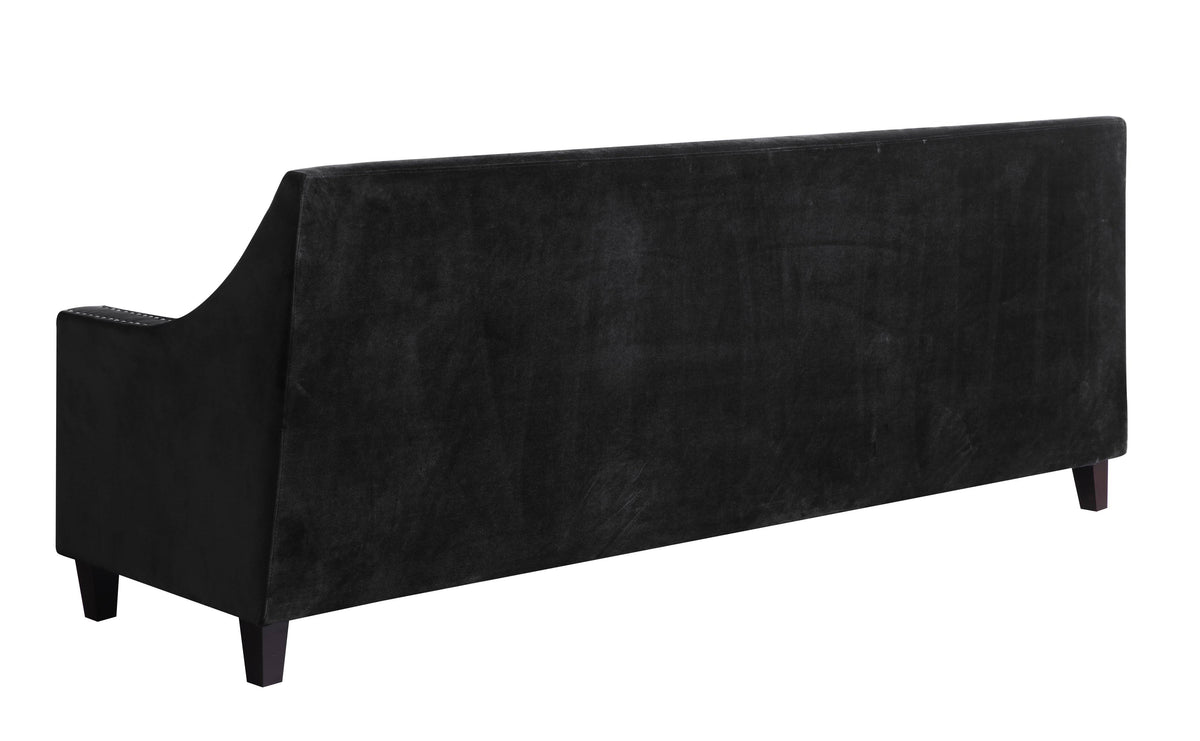 Espresso Finished Wood Legs Velvet Upholstered Swoop Arm Sofa X85724