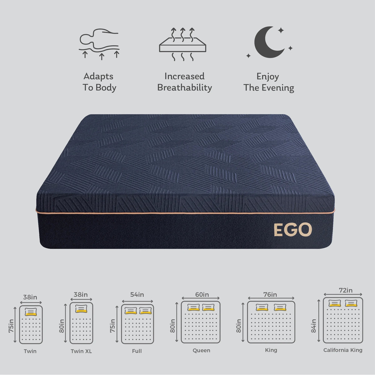 Black 12 inch Full Size Memory Foam Mattress Y76902