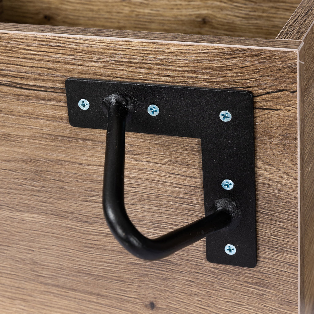 Brown Computer Desk with V-Shaped Iron Leg S86609