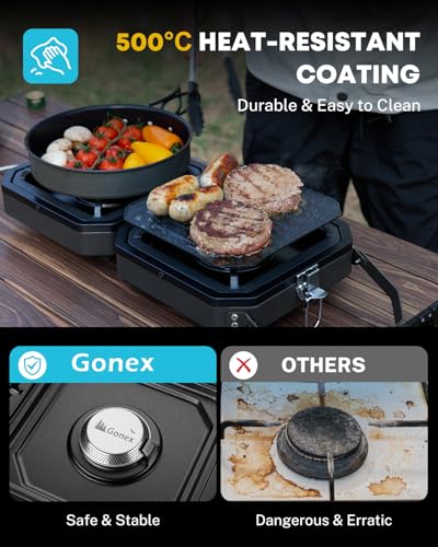 2 Burner Propane Camping Stove with Griddle & Grates Q971
