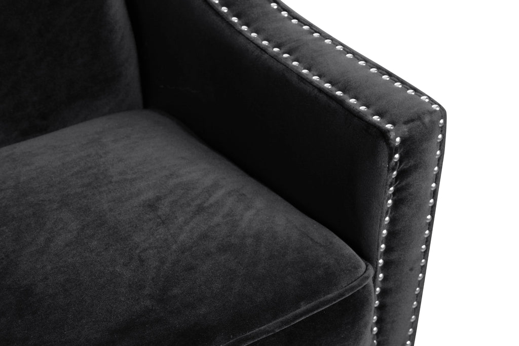 Espresso Finished Wood Legs Velvet Upholstered Swoop Arm Sofa X85724