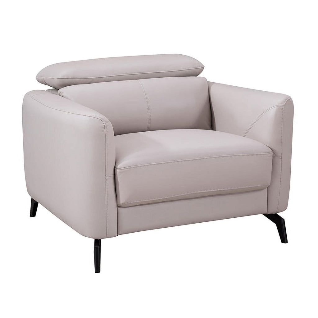 Genuine Leather Accent Chair in Light Gray H42239