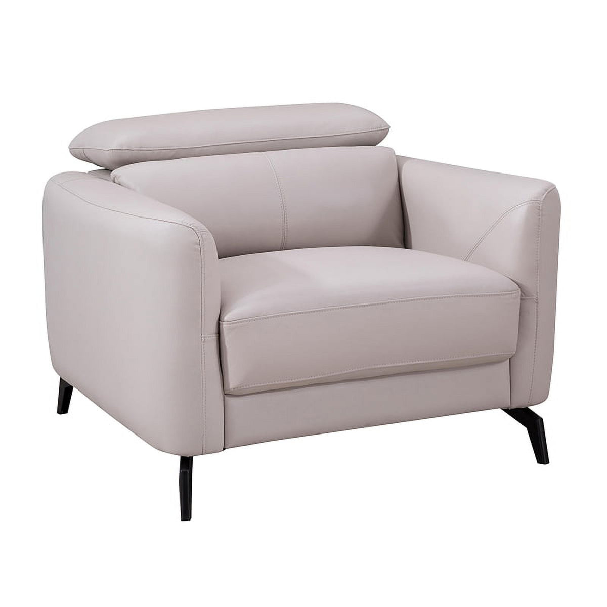 Genuine Leather Accent Chair in Light Gray H42239