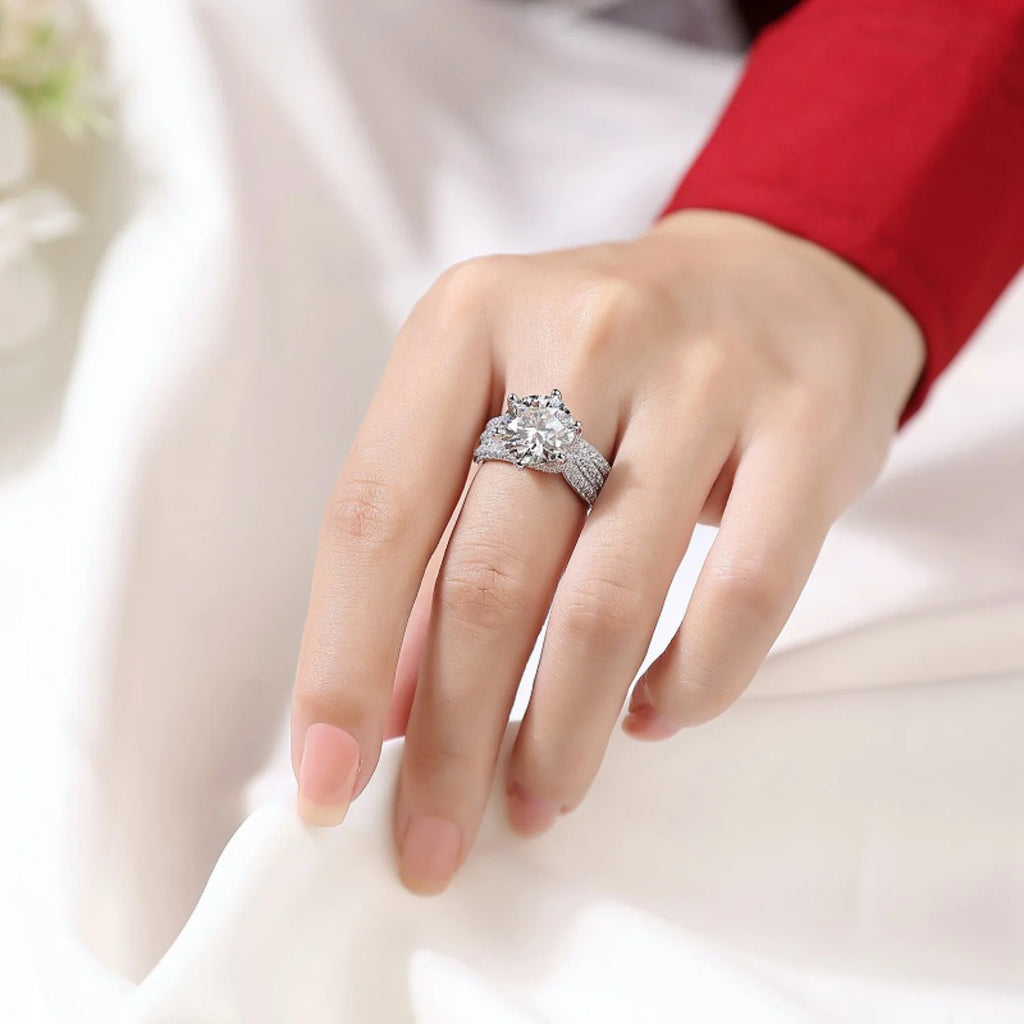 3ct Round Cut Moissanite Engagement Ring with Certificate J6834