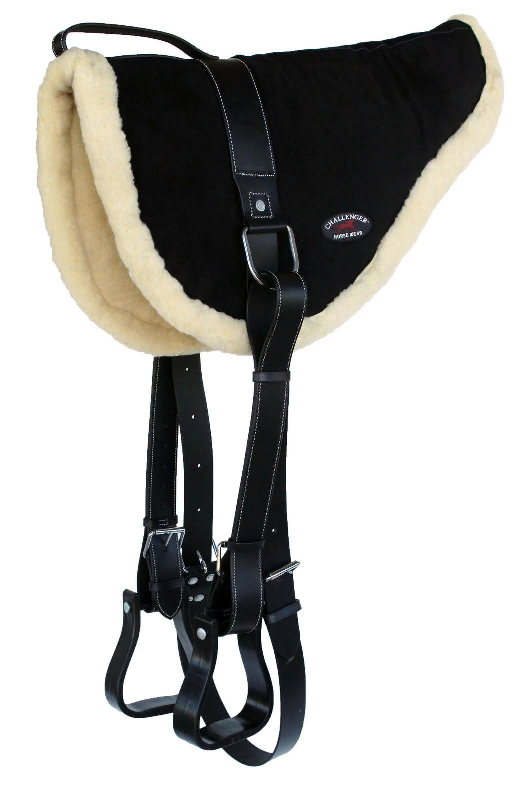 Black Faux Fur Padded Saddle Pad with Stirrups R445380