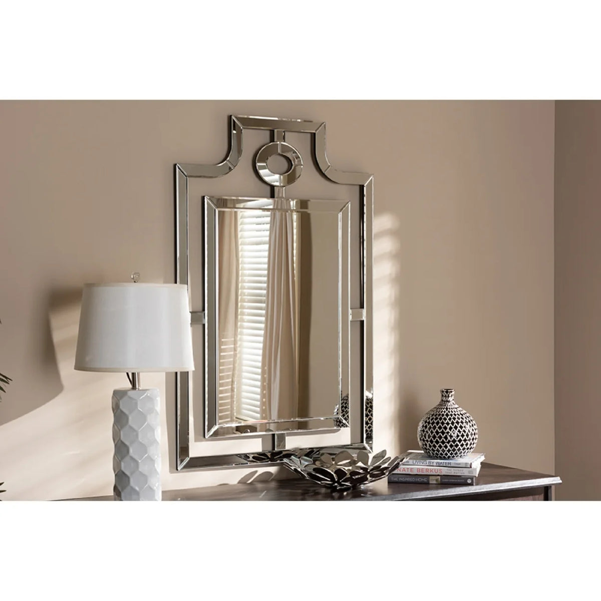 Silver Finished Pagoda Wall Accent Mirror J243022