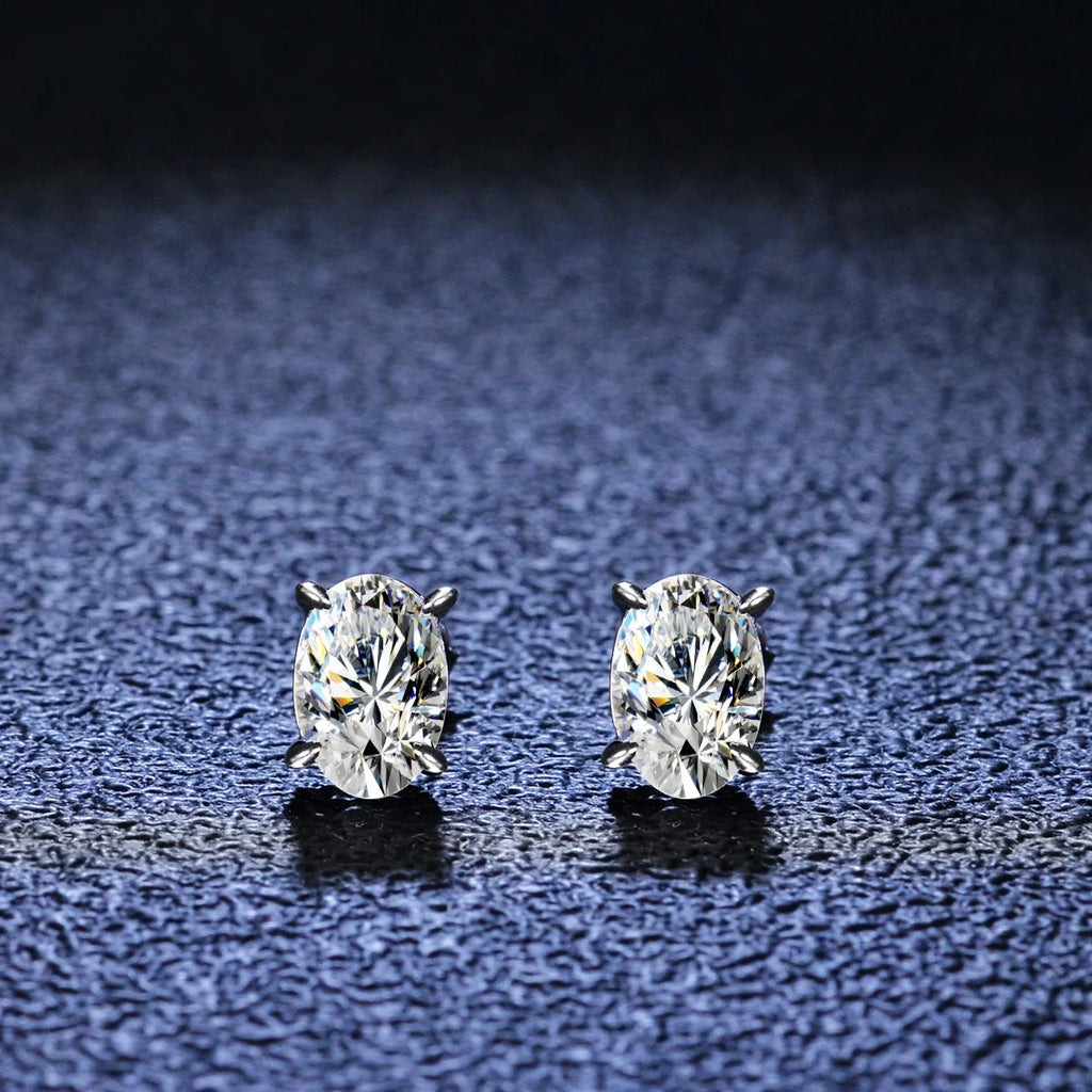 Oval Cut Moissanite Stud Earrings, 925 Sterling Silver, D Color VVS1 Clarity, 2ct U709937