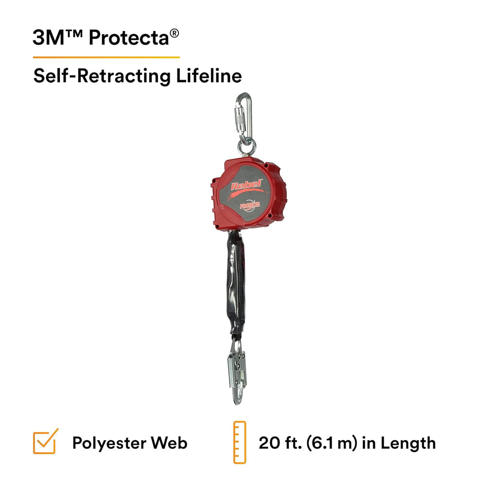 20' Single Leg Self-Retracting Polyester Web Lifeline with Steel Snap Hook L3005