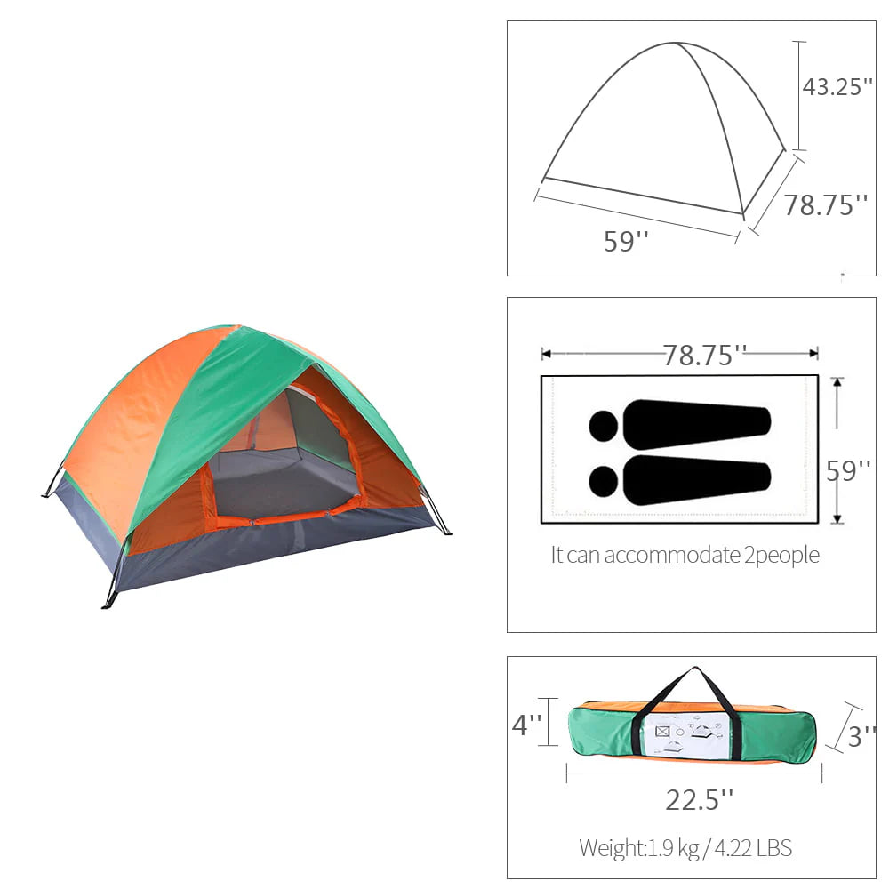 2-Person Dome Tent with Carry Bag A6400