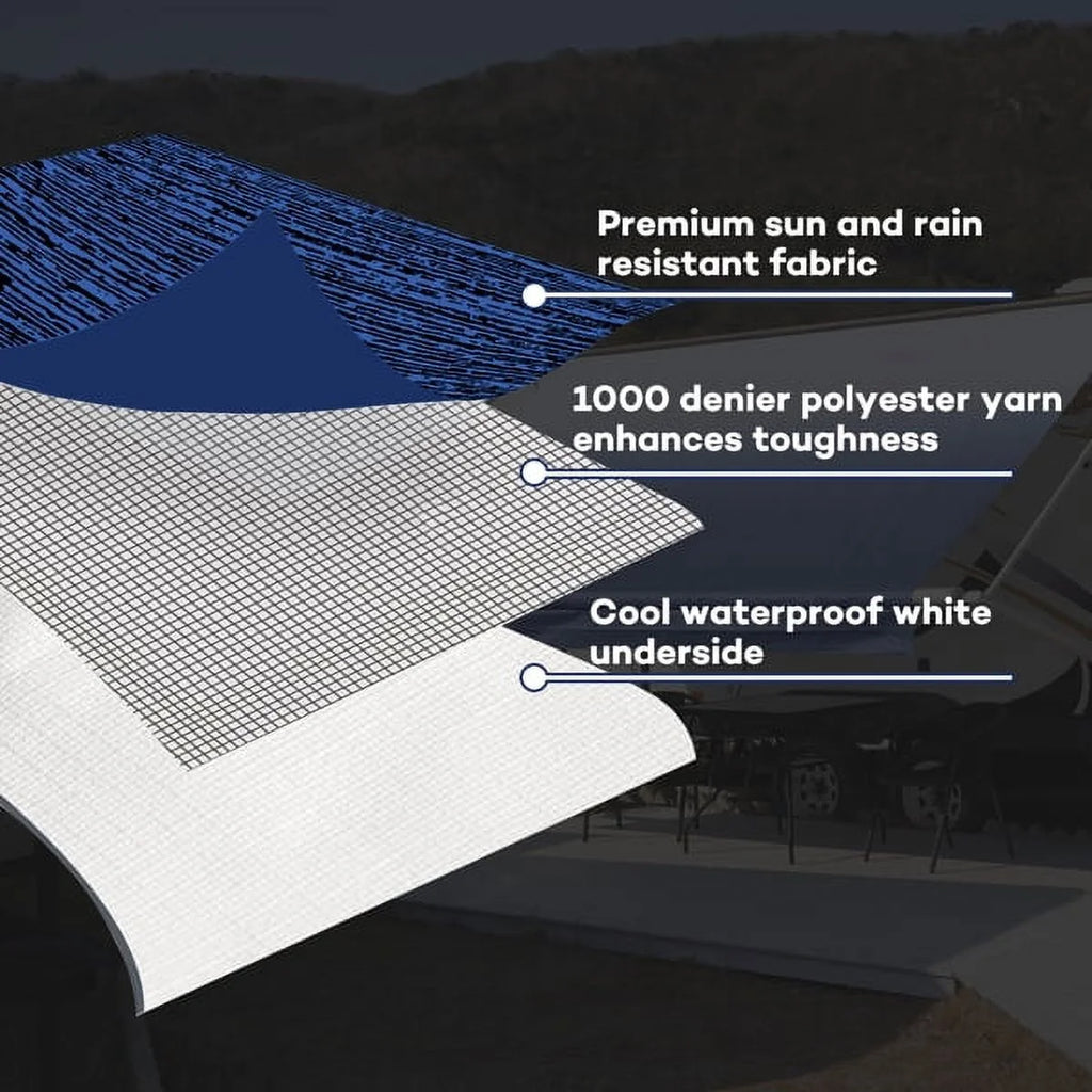 Blue Heavy Duty RV Awning Fabric Replacement 17' R113