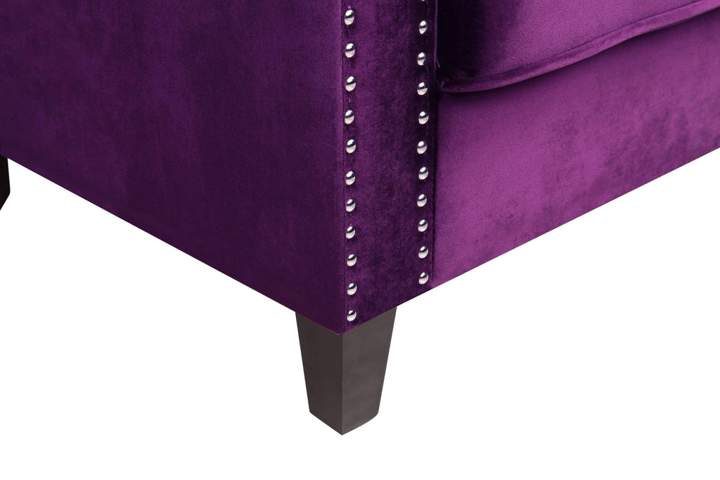 Espresso Finished Wood Legs Velvet Upholstered Swoop Arm Sofa X85724