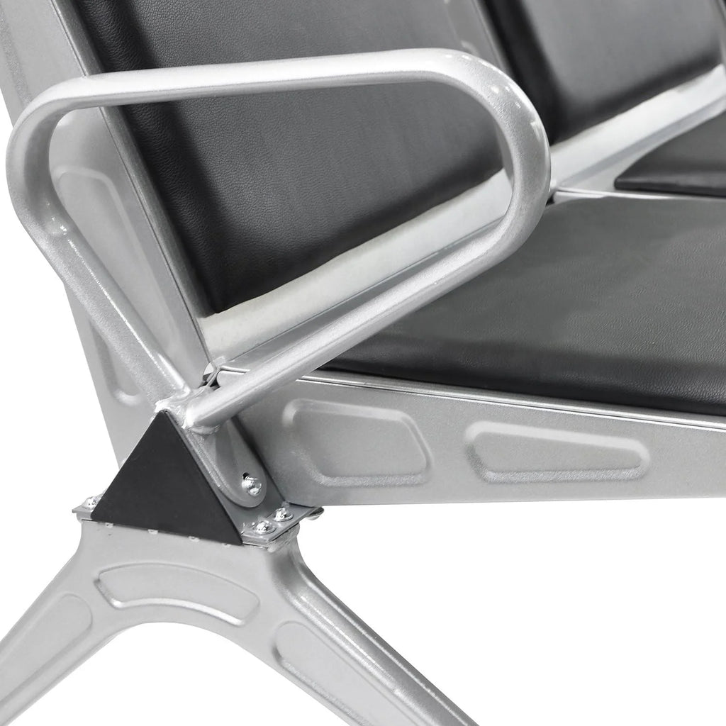 3-Seat Waiting Room Bench with Black PVC Cushion R3916