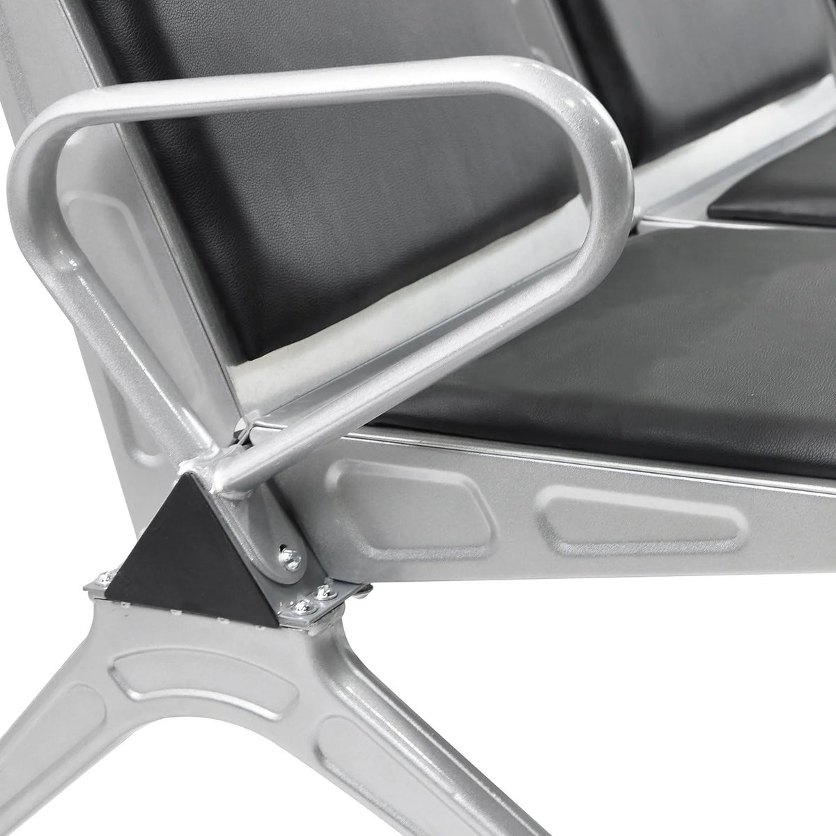 3-Seat Waiting Room Bench with Black PVC Cushion R3916